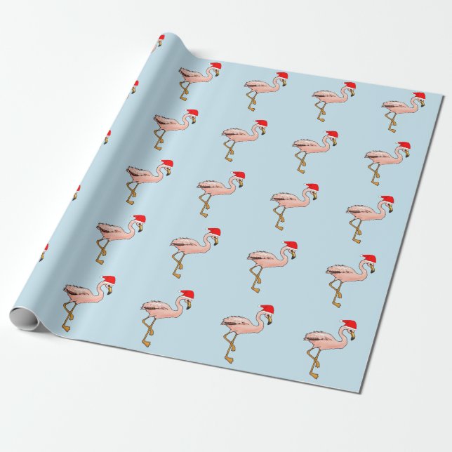Rosa Flamingos i jultomtenhattjul Presentpapper (Utrullad)