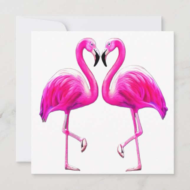Rosa flamingos i kärlek  inbjudningar (Framsida)