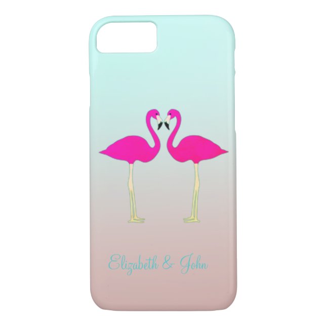 Rosa Flamingos i Kärlek Personlig Case-Mate iPhone Skal (Baksida)