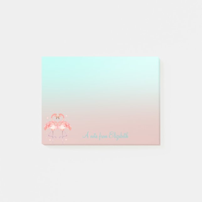 Rosa Flamingos i Kärlek Post-it Block (Framsida)