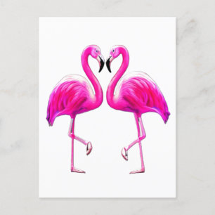 Rosa flamingos i kärlek vykort