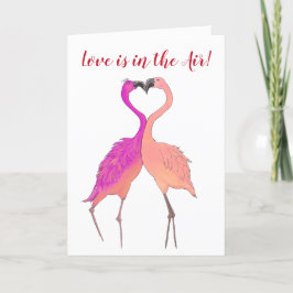 Rosa flamingos i kärlekshjärta färgglad Alla hjärt Helgkort