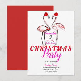 Rosa Flamingos i Santa Hattar Julfest Inbjudningar