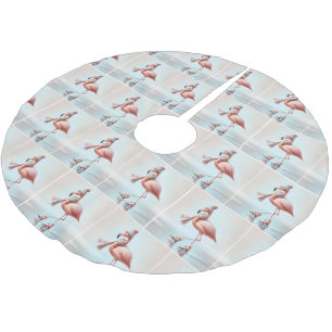 Rosa Flamingos Ice Skating Julgransmatta Borstad Polyester
