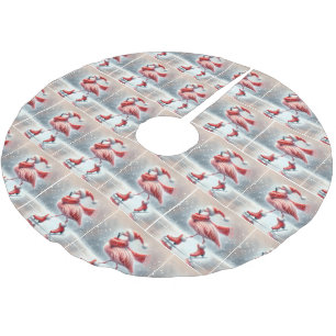 Rosa Flamingos Ice Skating Julgransmatta Borstad Polyester