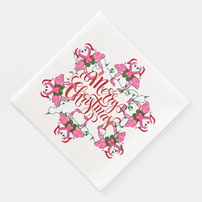 Rosa Flamingos jul Party Goods Napkins Pappersservett (Hörn)