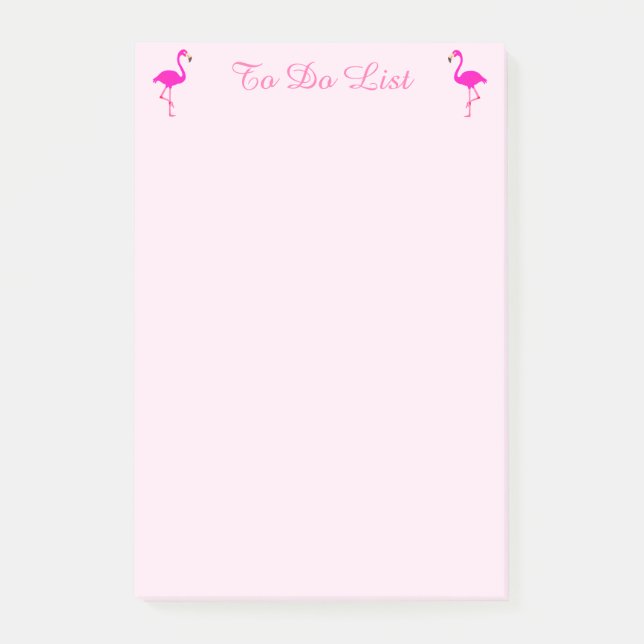 Rosa flamingos & kalligrafi på ljust roséguld post-it block (Framsida)
