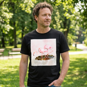 Rosa Flamingos Kamratskap i Akvarellkonst T Shirt