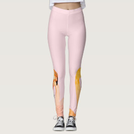 Rosa Flamingos Kärlek Anpassningsbar Leggings