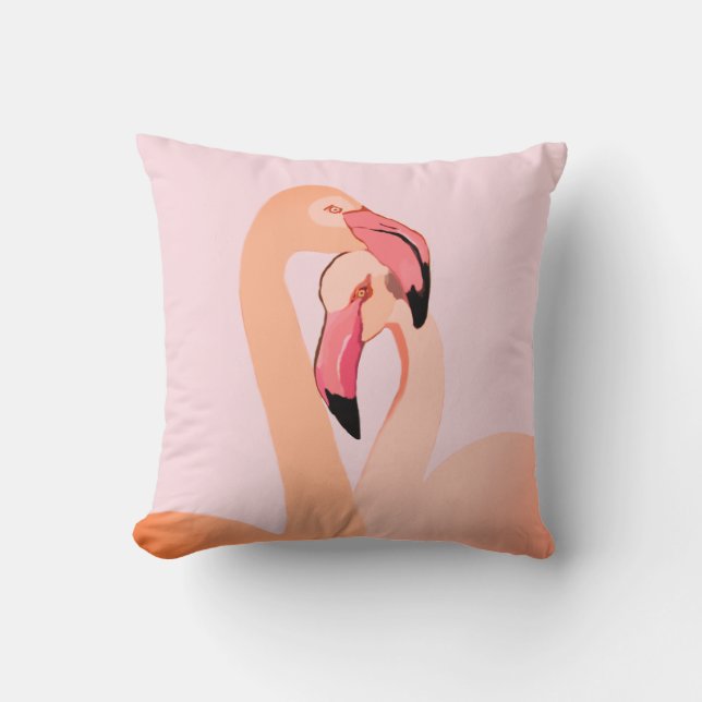 Rosa Flamingos Kärlek Throw Cushion, Flamingo Kudde (Framsida)