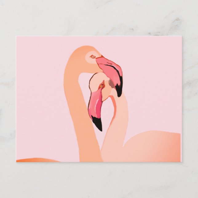 Rosa Flamingos Kärlek vykort (Framsida)