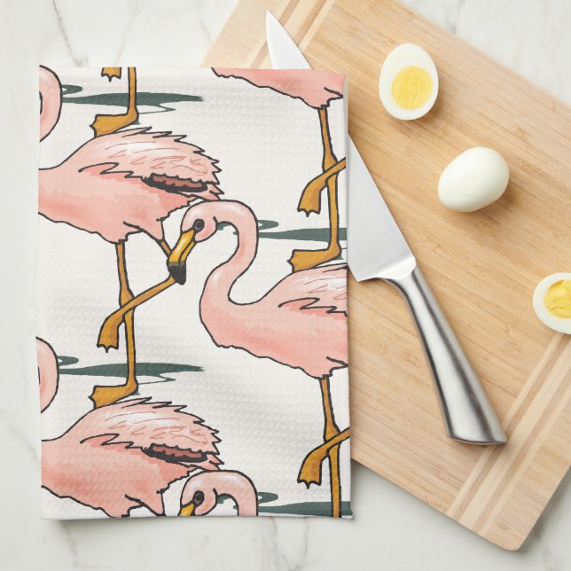 Rosa Flamingos Kitchen Towels Kökshandduk (Vikt i Fjärdedel)