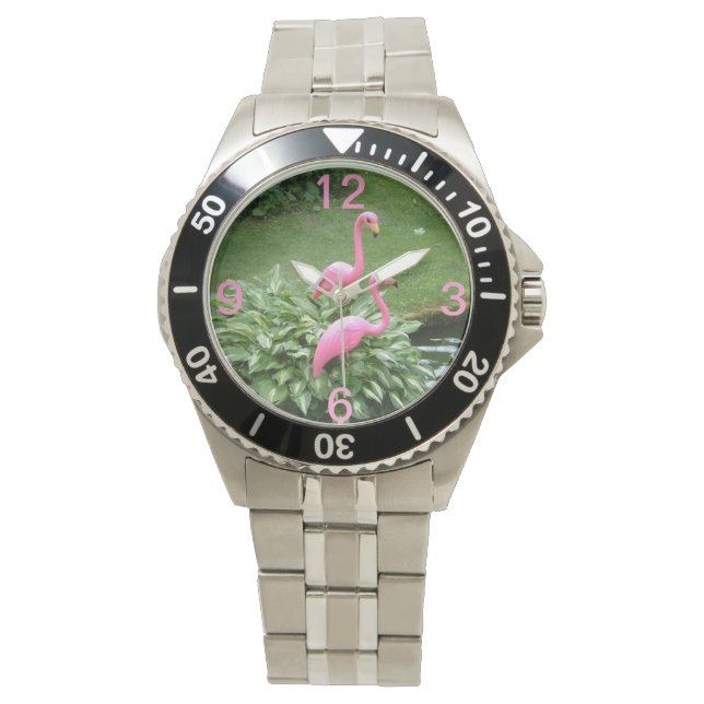 ROSA FLAMINGOS-klocka Armbandsur (Framsida)