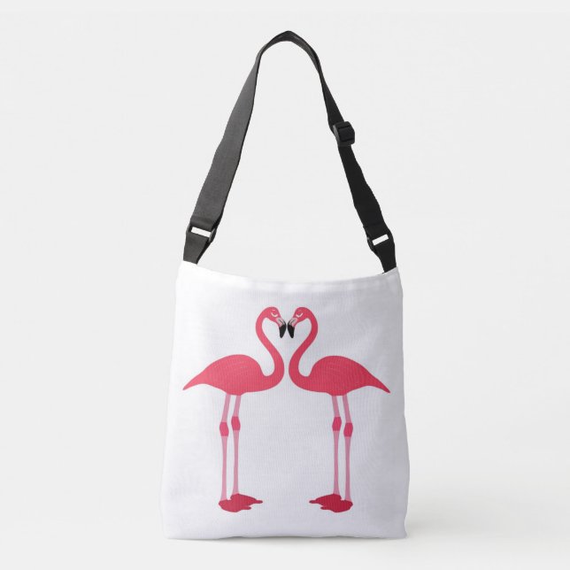 Rosa Flamingos Kor Over Bag Axelväska (Framsida)