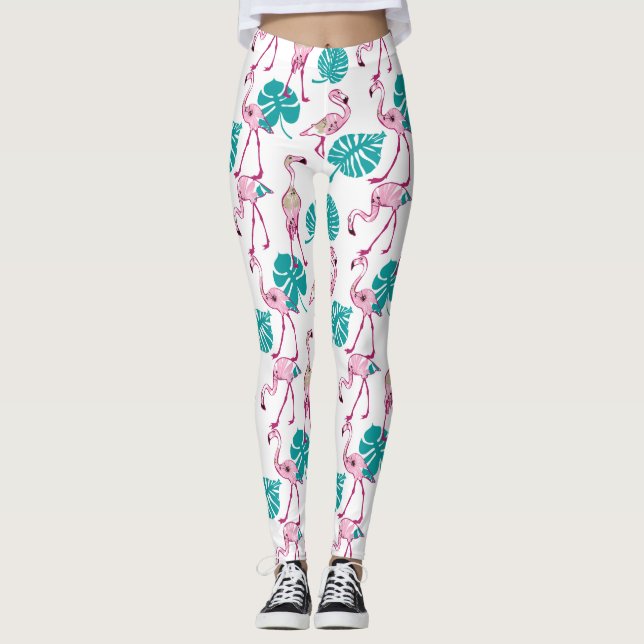 Rosa Flamingos Leggings (Framsida)