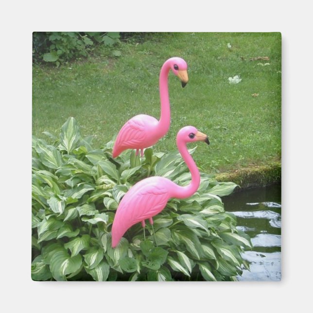 ROSA FLAMINGOS-magnet (kvadrat) Magnet (Framsidan)