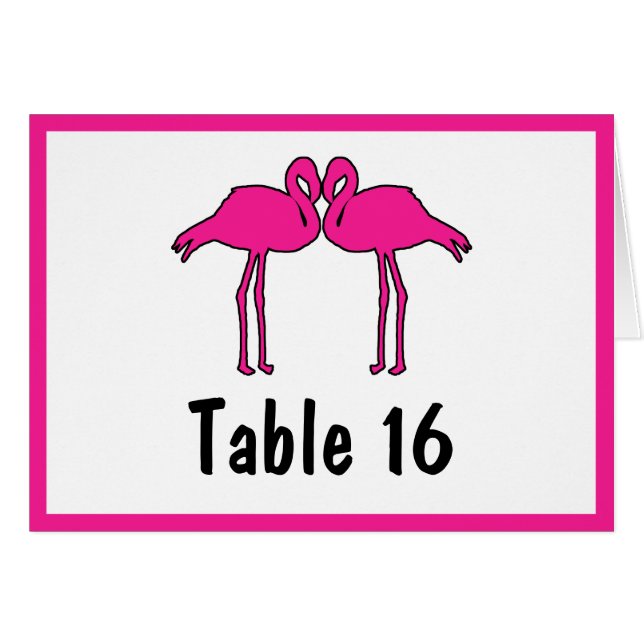 Rosa Flamingos-mappade Bordsnummer-kort OBS Kort (Framsidan Horizontal)