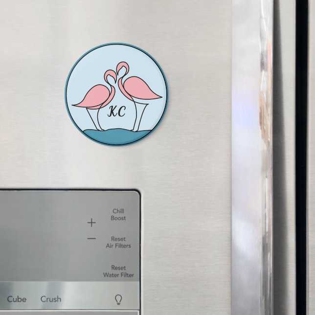 Rosa Flamingos Monogram Art eller Photo Kitchen Magnet (In Situ (Fridge))