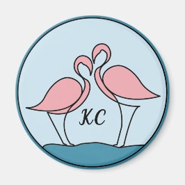 Rosa Flamingos Monogram Art eller Photo Kitchen Magnet