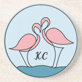 Rosa Flamingos Monogram Art eller Photo Sandstone Underlägg
