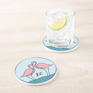 Rosa Flamingos Monogram Art eller Photo Sandstone Underlägg