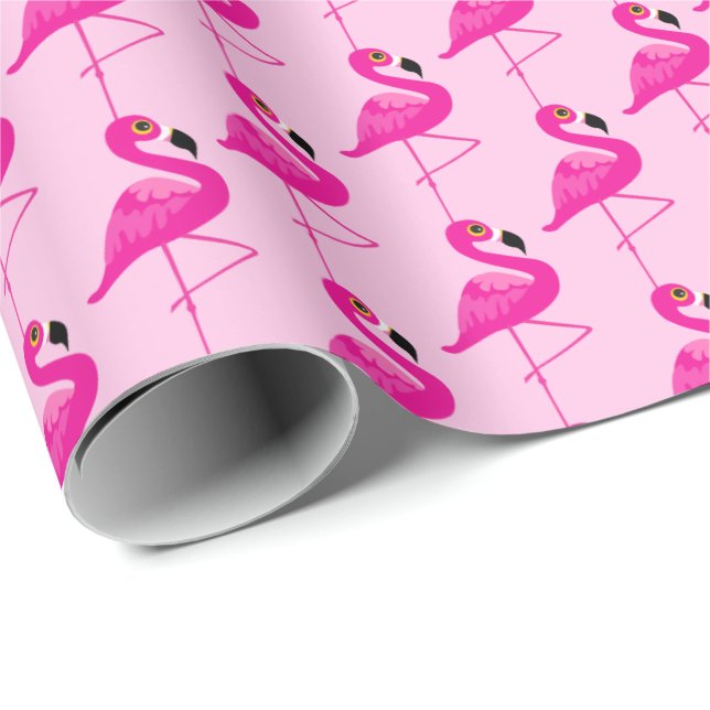 Rosa flamingos (mönster grafik), papper presentpapper (Rullad Hörn)