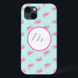 Rosa Flamingos Mönster Tropical Phone Case<br><div class="desc">Lägg till en aning tropisk charm till din mobil med den här söta iphone case-designen som har en vit vattenfärg mönster av rosa flamingos som ställs mot en blek turkosidblått bakgrund. Anpassa den med anpassningsbarna från början i trendigets skripttypografi, skapar den som snyggt och unikt tillbehör. Inspinerad av skönheten hos...</div>
