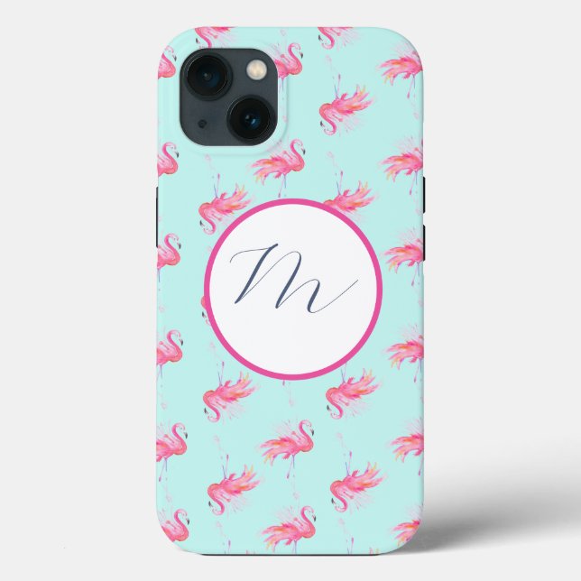 Rosa Flamingos Mönster Tropical Phone Case (Baksida)