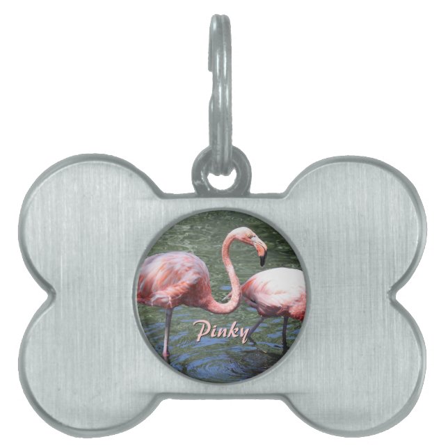 Rosa Flamingos Namnbricka Husdjur (Framsidan)