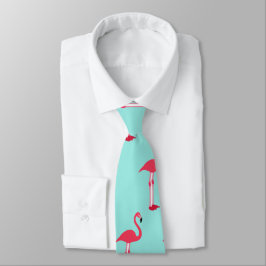 Rosa Flamingos Neck Tie in Mint Grönt - HAMbWG Slips