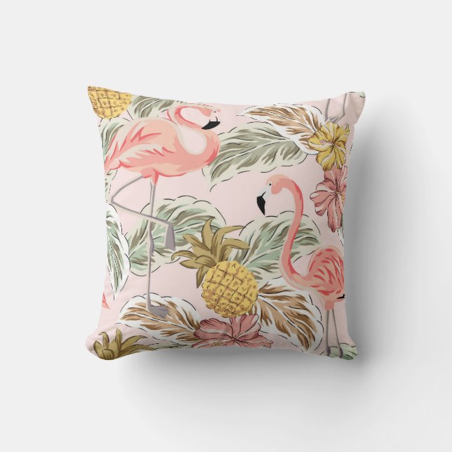 Rosa Flamingos och ananas Kudde (Framsida)