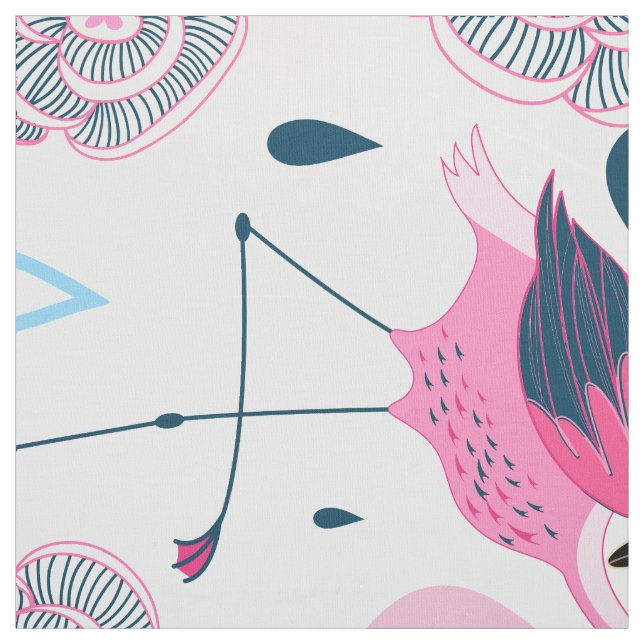 Rosa Flamingos och Flowers Mönster Tyg (Provkarta)