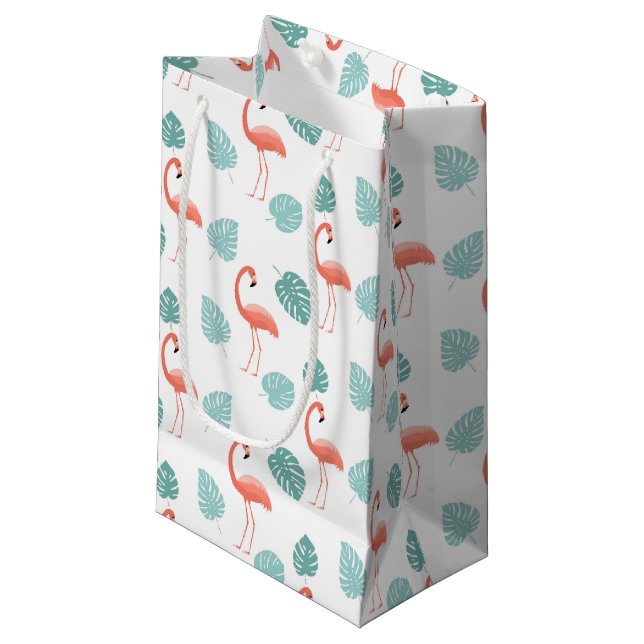 ROSA FLAMINGOS OCH GRÖNA TROPISKA BLAD (Framsidan Vinklad)