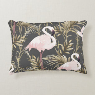 Rosa flamingos och guldfabriker, sömlösa mönster prydnadskudde