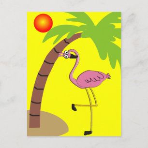 Rosa Flamingos och Handflatan Träd-gåvor Vykort
