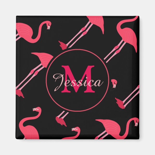 Rosa Flamingos on Black Magnet (Framsidan)