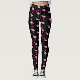 Rosa Flamingos på Black Leggings