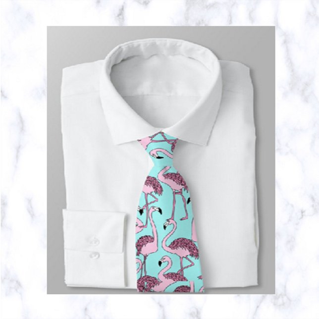 Rosa Flamingos på Blue Neck Tie Slips (Skapare uppladdad)
