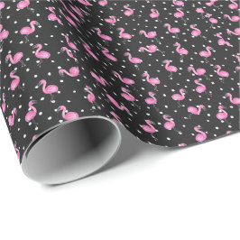 rosa flamingos på polkprick presentpapper
