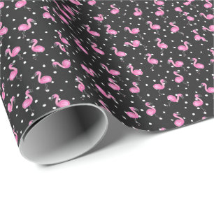 rosa flamingos på polkprick presentpapper