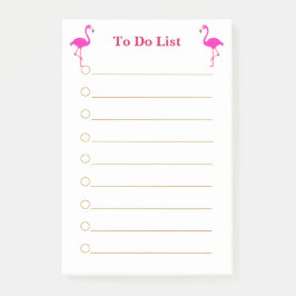 Rosa flamingos på vit rutad Att Göra-lista Post-it Block