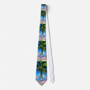 Rosa flamingos- & palmträdmanar Tie Slips