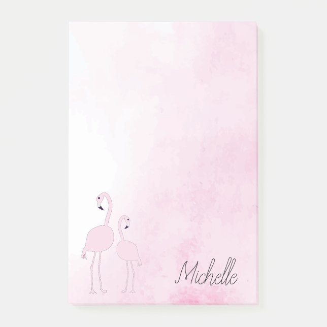 Rosa Flamingos Personlig Post-it Block (Framsida)