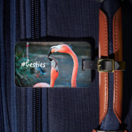 Rosa Flamingos Photo Besties Snyggt Modern Bagagebricka