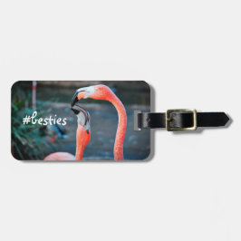 Rosa Flamingos Photo Besties Snyggt Modern Bagagebricka