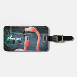 Rosa Flamingos Photo Besties Snyggt Modern Bagagebricka