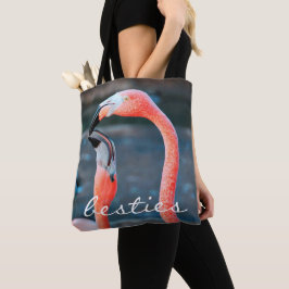 Rosa Flamingos Photo Besties Snyggt Modern Tygkasse