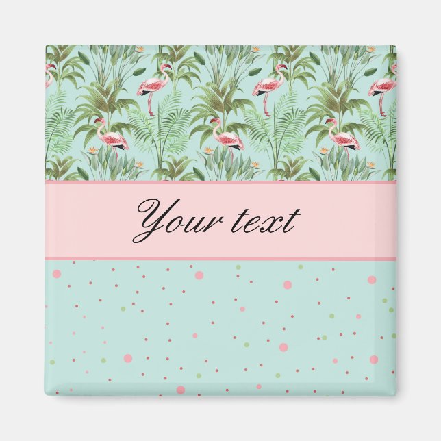 Rosa Flamingos Polka dots Magnet (Framsidan)