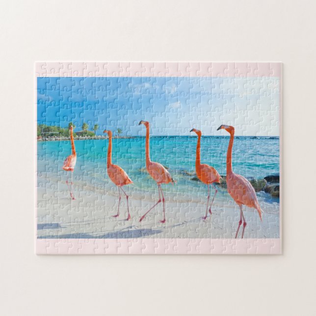 Rosa flamingos puzzel pussel (Horisontell)