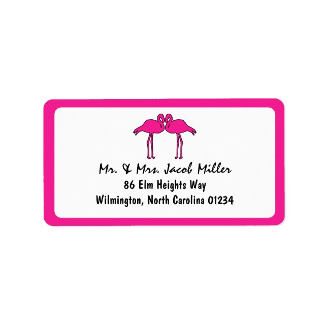 Rosa Flamingos Returetiketter Adressetikett (Framsidan)